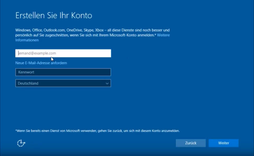 Windows 10 Konto erstellen