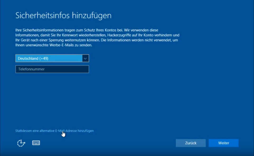 Windows 10 - Sicherheitsinfos hinzufügen