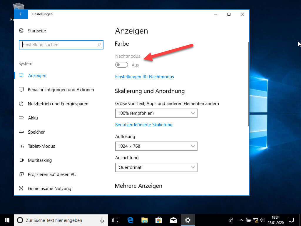 Nachtmodus Windows 10