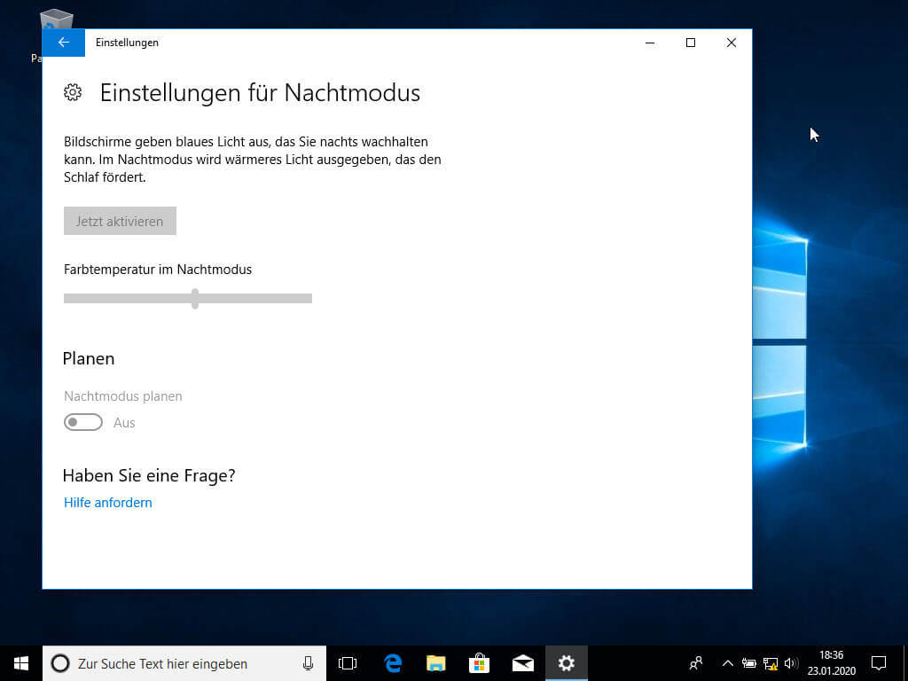 Nachtmodus in Windows 10 einrichten